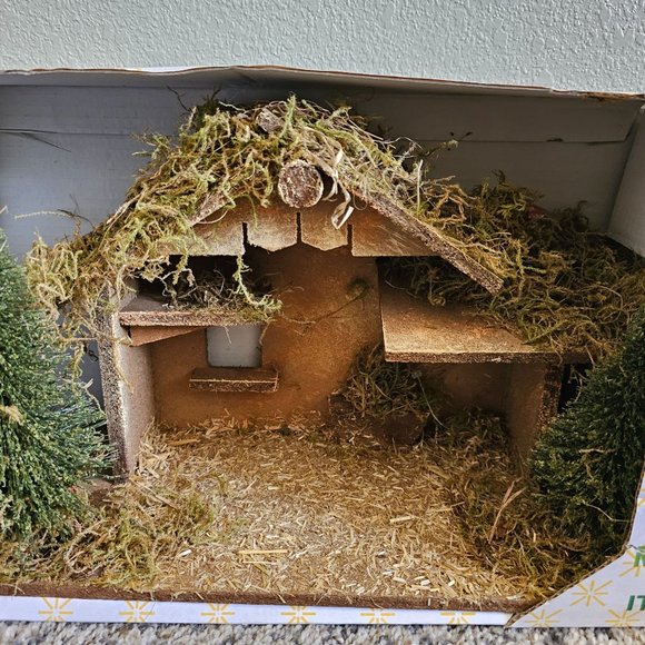 Vintage Wood Nativity Stable Creche Buon Natale Corral Italy Hand Made New - Picture 4 of 8